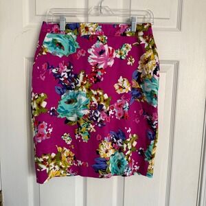 Charter Club Petite Fushia Floral Pencil Skirt Pink Multi Color Size 8